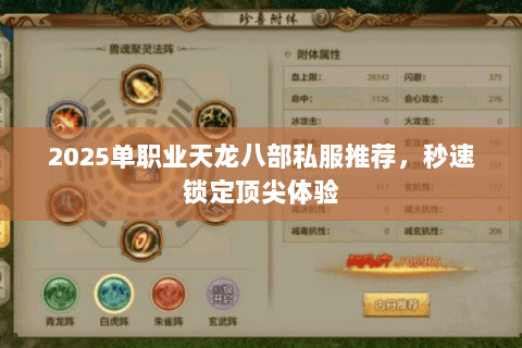 2025单职业天龙八部私服推荐，秒速锁定顶尖体验