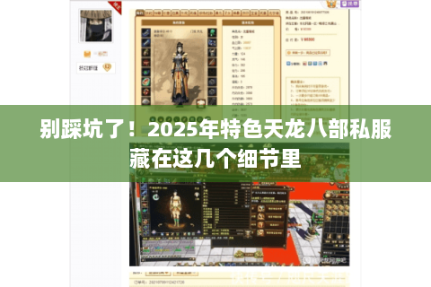 别踩坑了！2025年特色天龙八部私服藏在这几个细节里